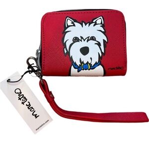 Marc Tetro nwt Westie Wallet Dog Terrier Red Zip Wristlet